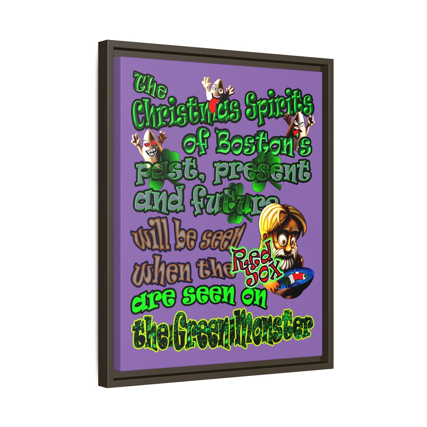 christmas spirits of boston - framed canvas art (light purple)