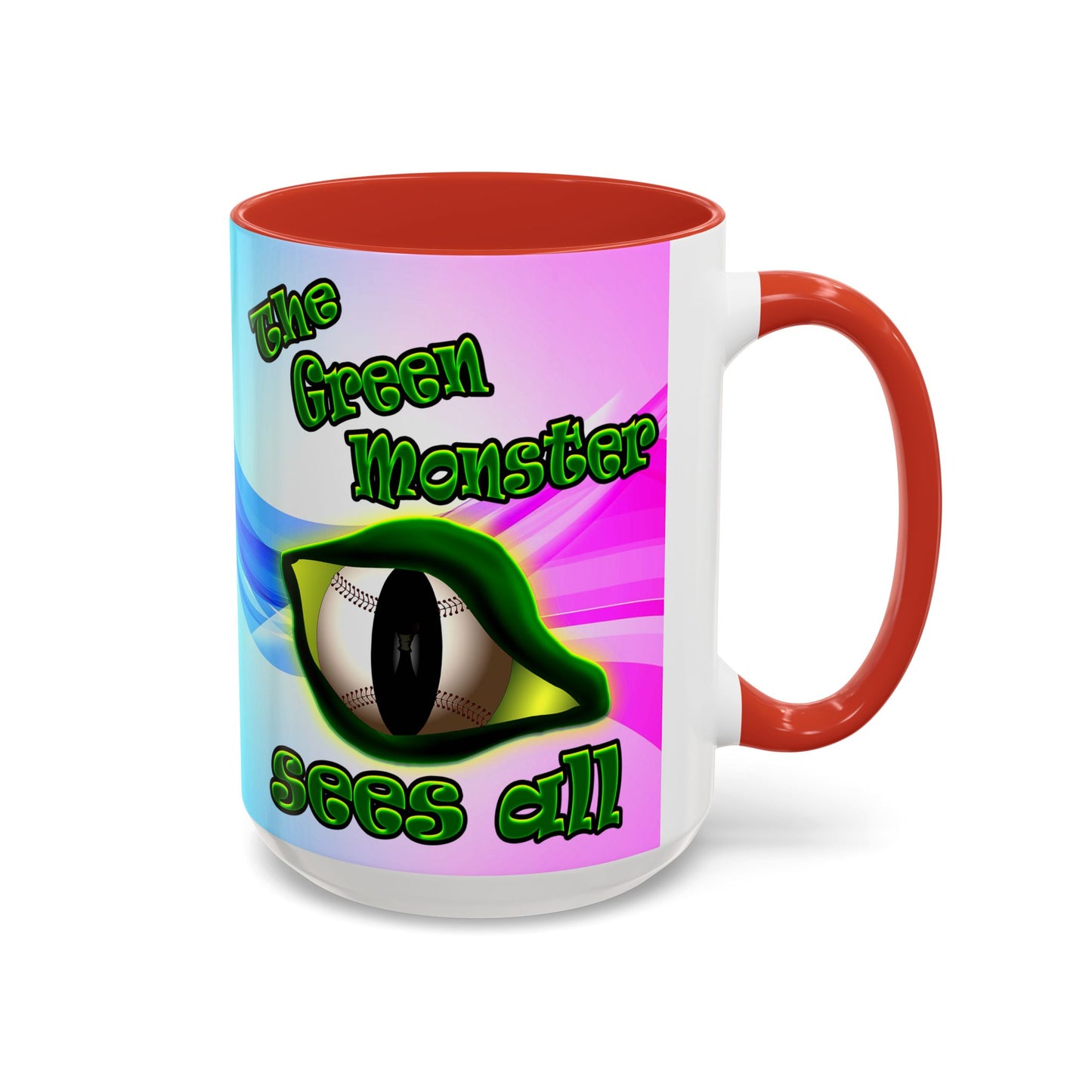 green monster - Accent Mug (light blue-pink wave)