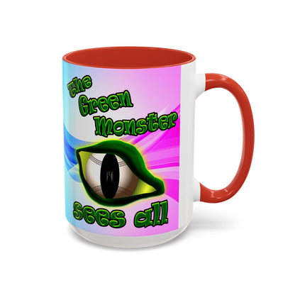 green monster - Accent Mug (light blue-pink wave)