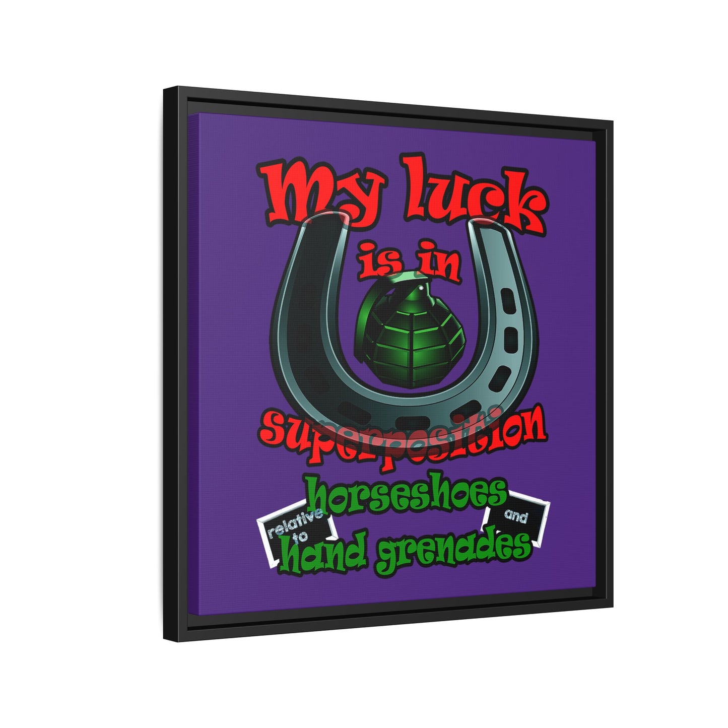 my luck - framed canvas art (purple)