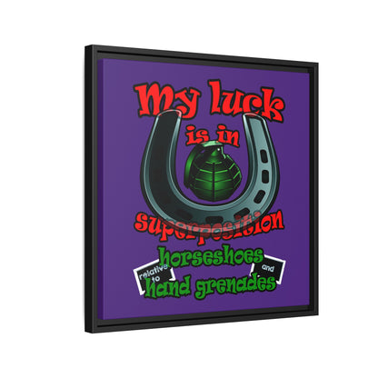 my luck - framed canvas art (purple)