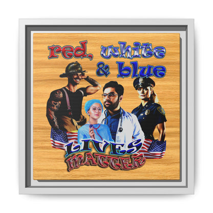 rw&b lives matter - framed canvas art (butterscotch wood finish)