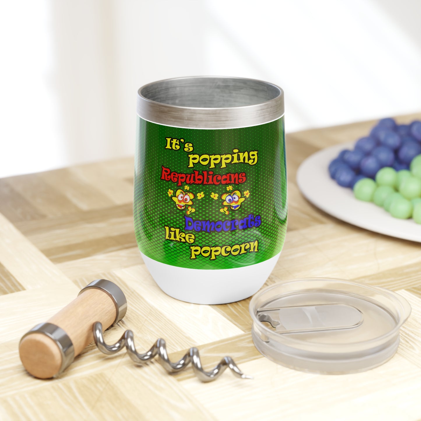 popping like popcorn - Chill Wine Tumbler (logo green)