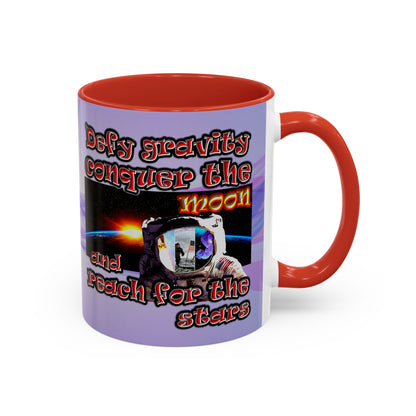 defy conquer reach - Accent Mug (light blue-pink wave)