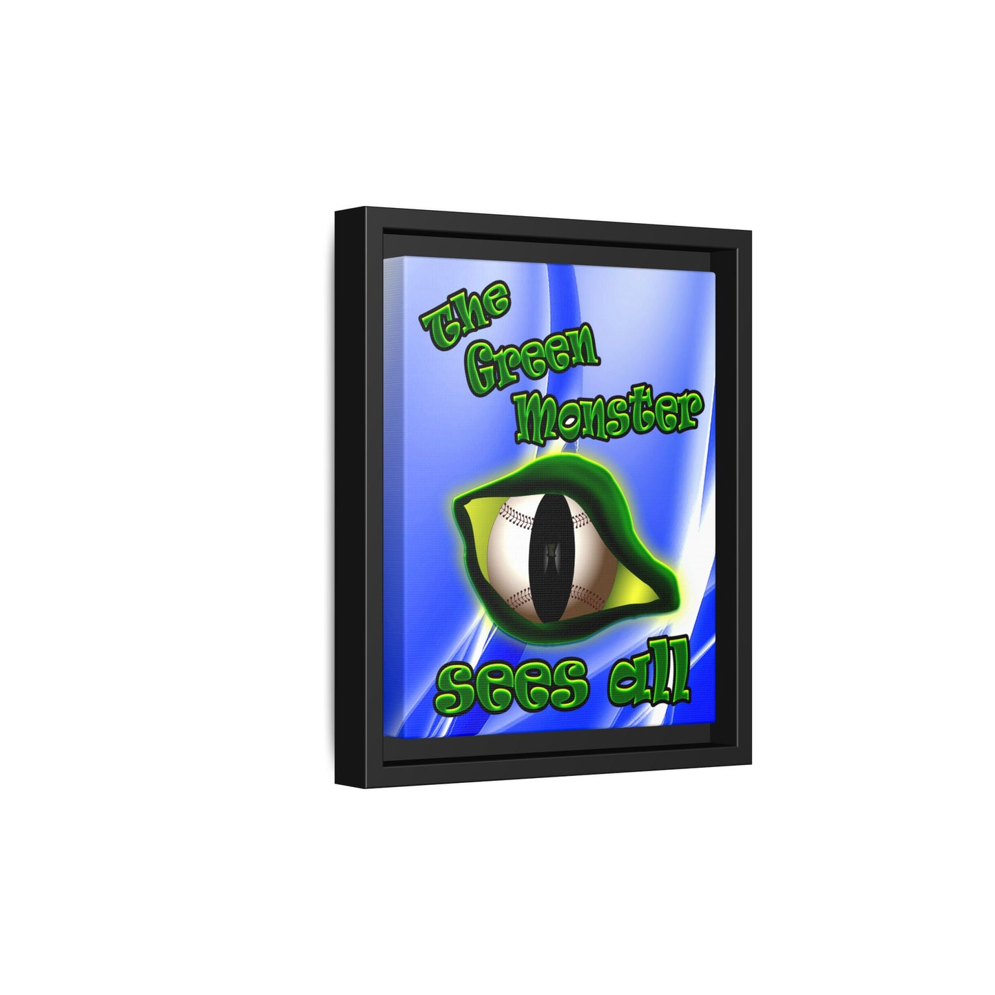 green monster - framed canvas art (blue-white wave)