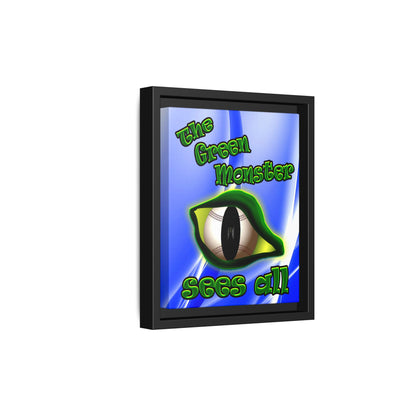 green monster - framed canvas art (blue-white wave)