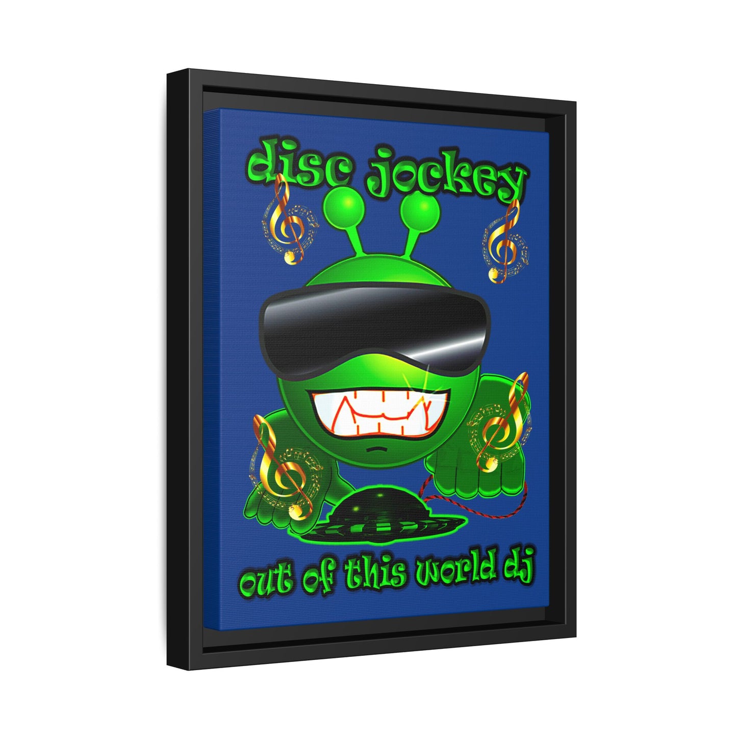 disc jockey - framed canvas art (dark blue)
