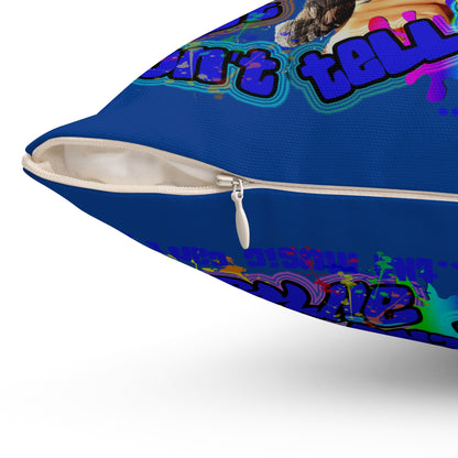 drop the beat - Spun Polyester Square Pillow - (dark blue)