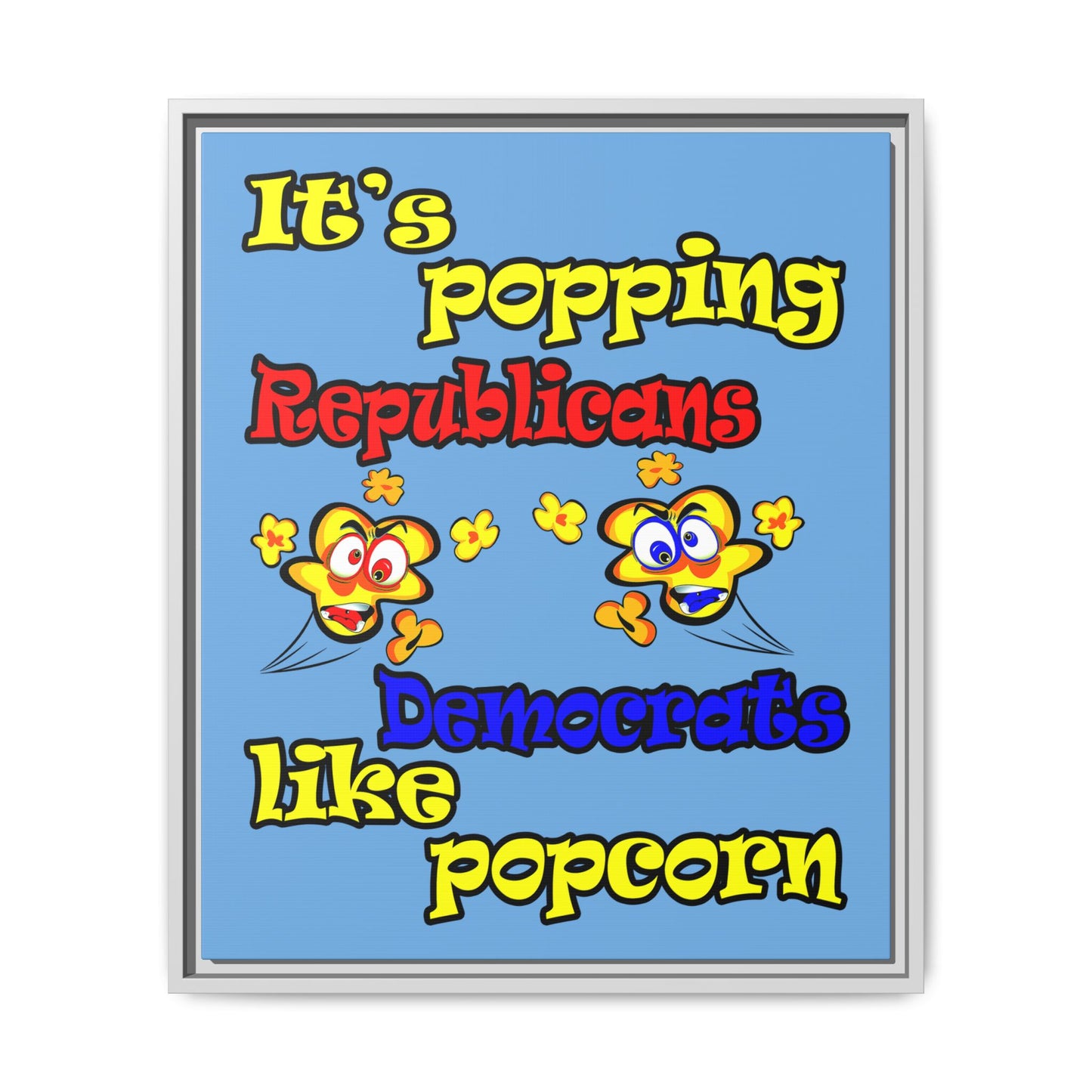popping like popcorn - framed canvas art (light blue)