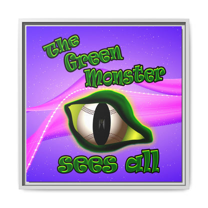 green monster - framed canvas art (purple-pink wave)