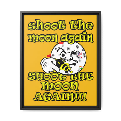 shoot the moon again - framed canvas art (yellow)