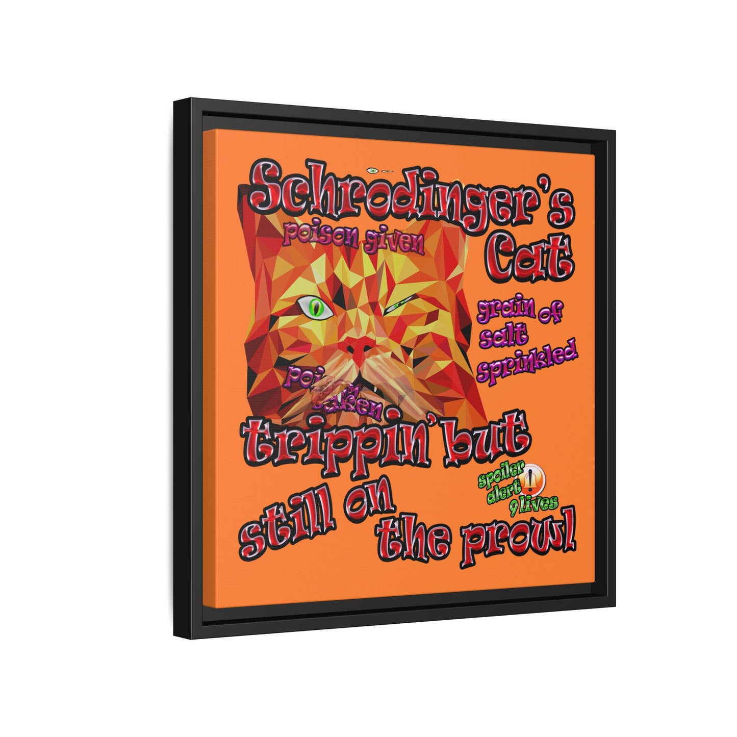 schrodinger's cat - framed canvas art (crusta)