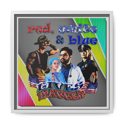 rw&b lives matter - framed canvas art (rainbow split)