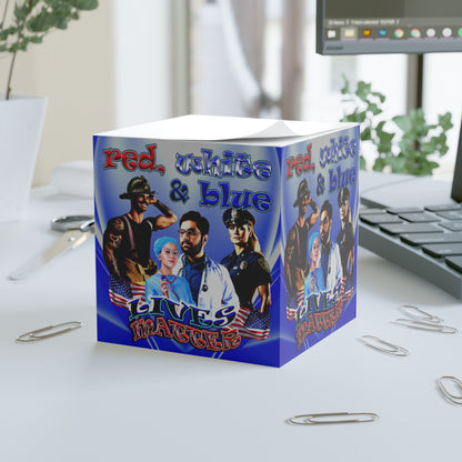 rw&b lives matter - note cube (blue-white wave)