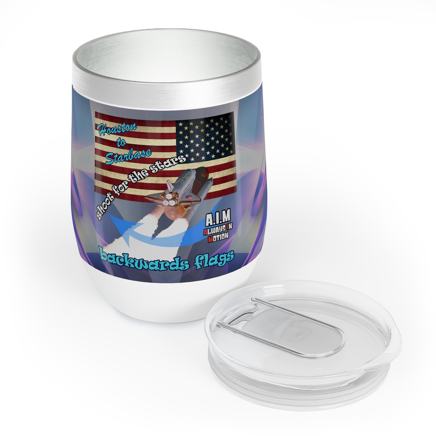 shoot for the stars - Chill Wine Tumbler (grey-pink wave)