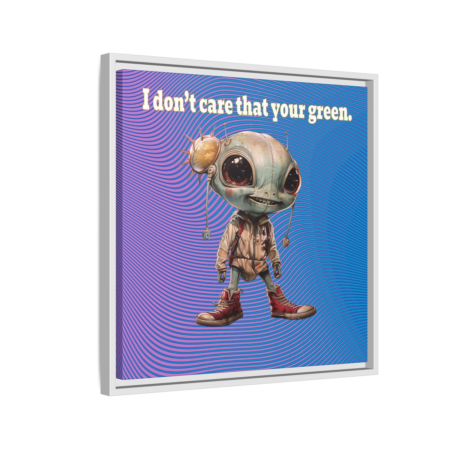 I don't care that your green - framed canvas art (light blue-purple wave)