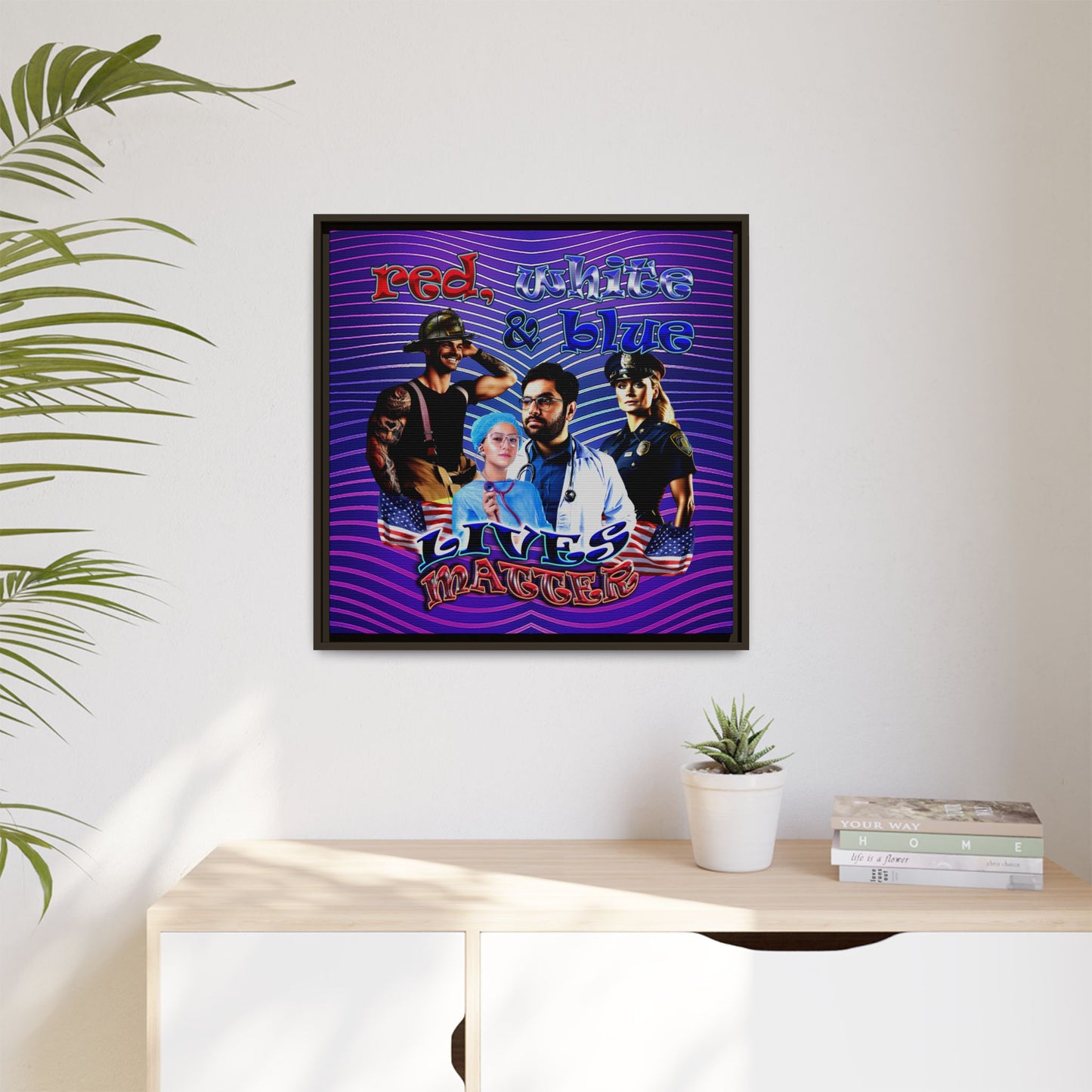 rw&b lives matter - framed canvas art (purple wave)
