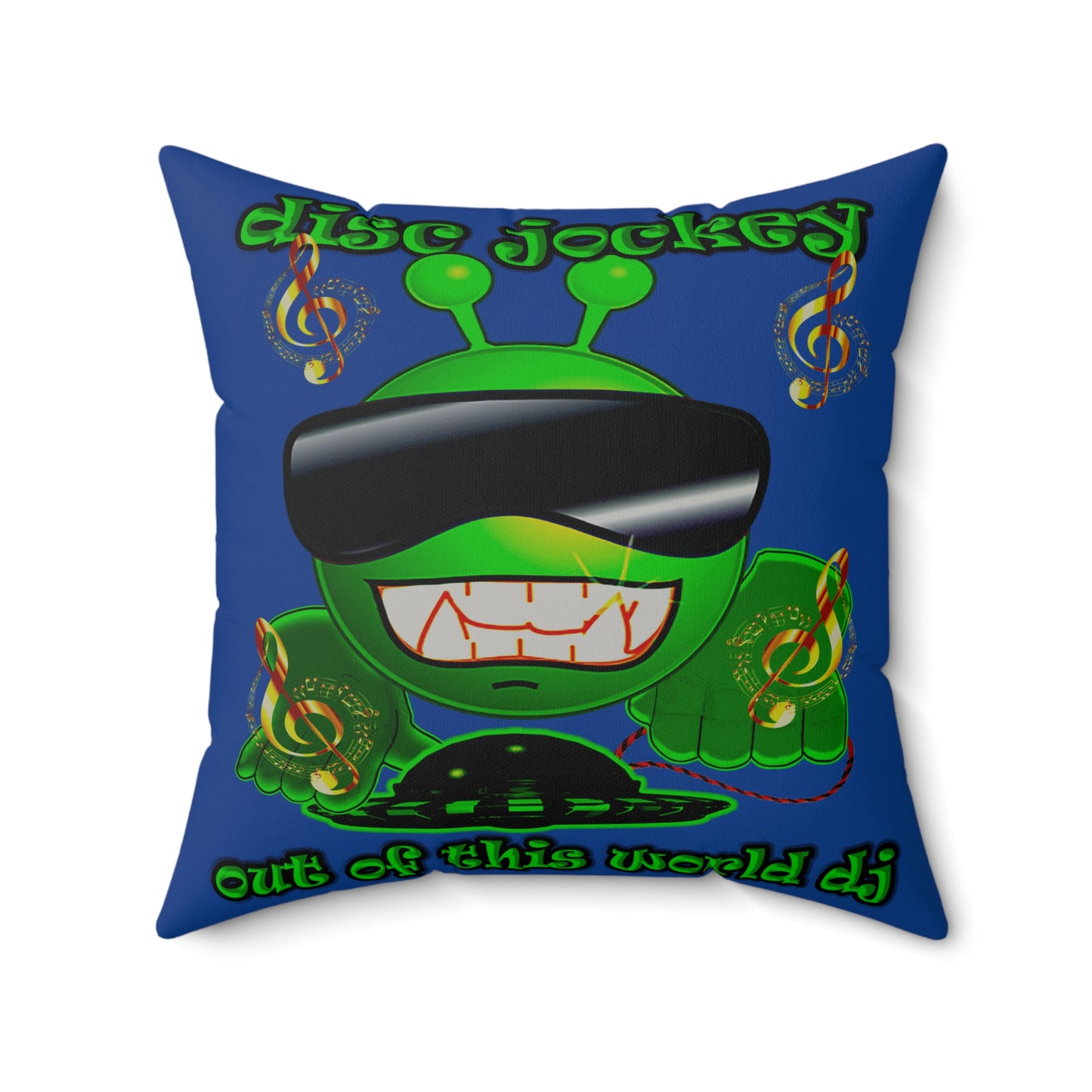 disc jockey - Faux Suede Square Pillow - (dark blue)
