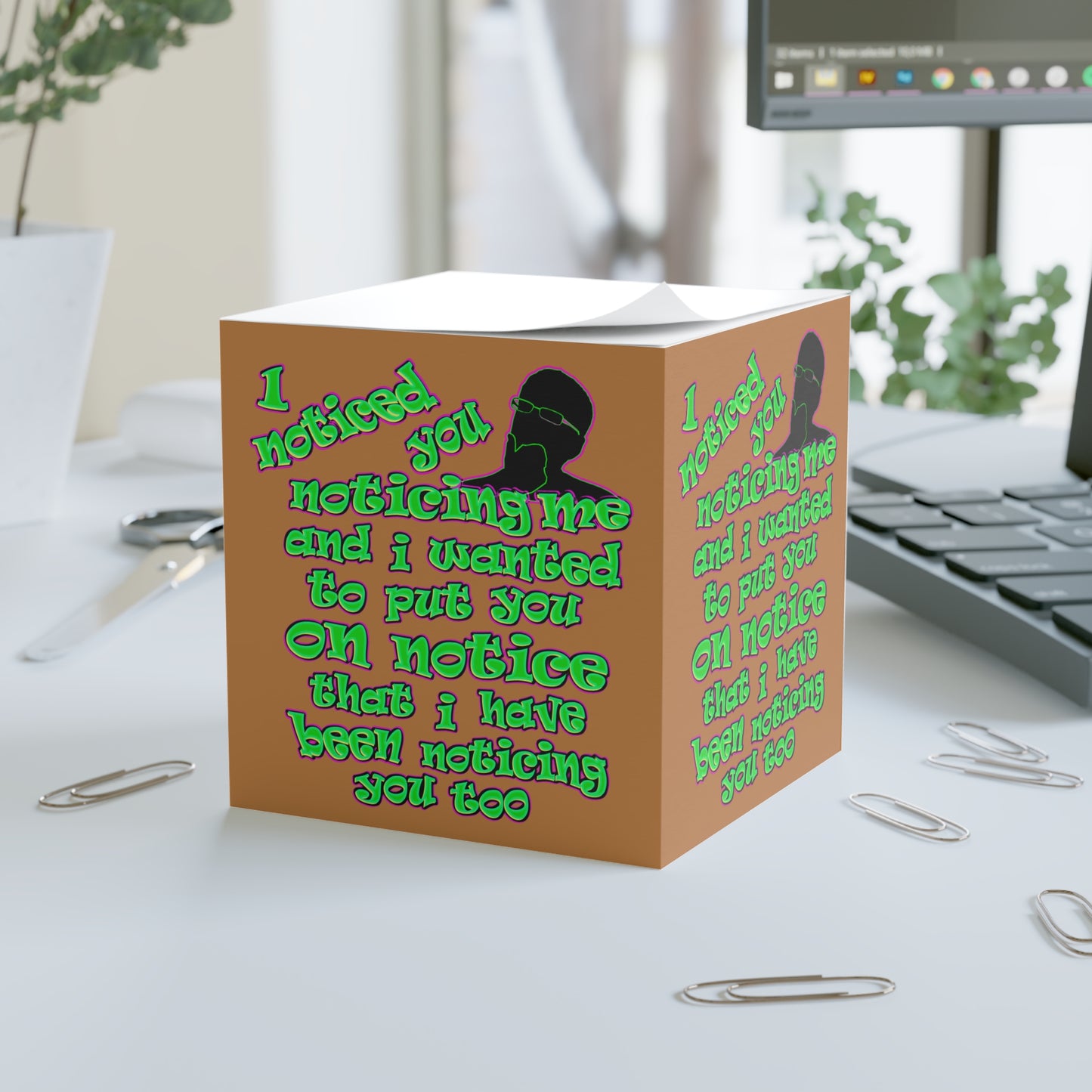 noticed you noticing - note cube (light brown)