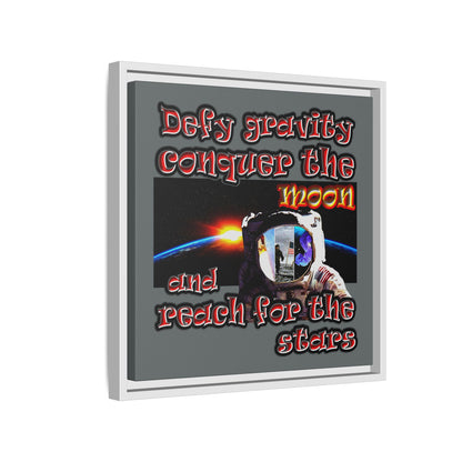 defy conquer reach - framed canvas art (dark grey)