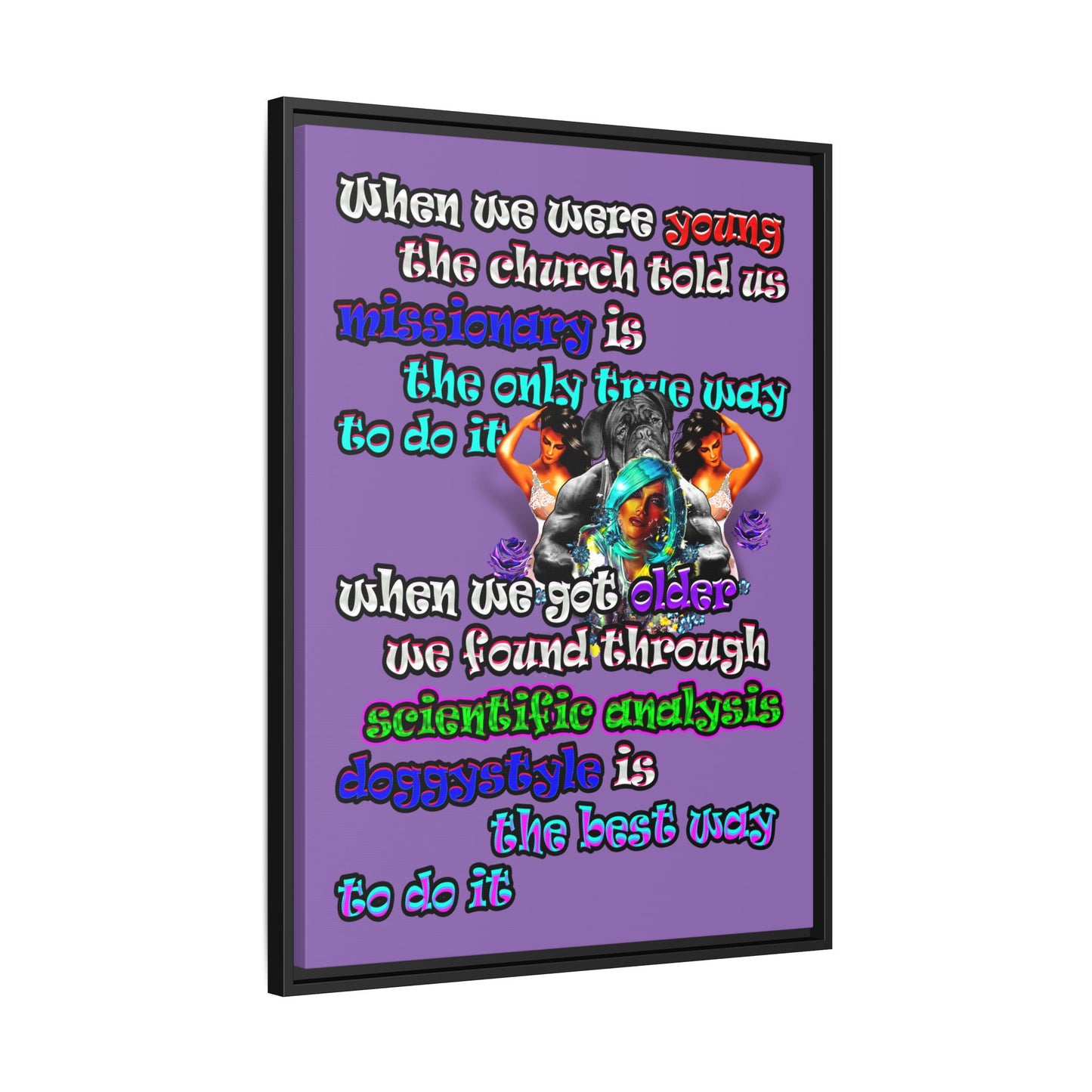 doggystyle - framed canvas art (light purple)