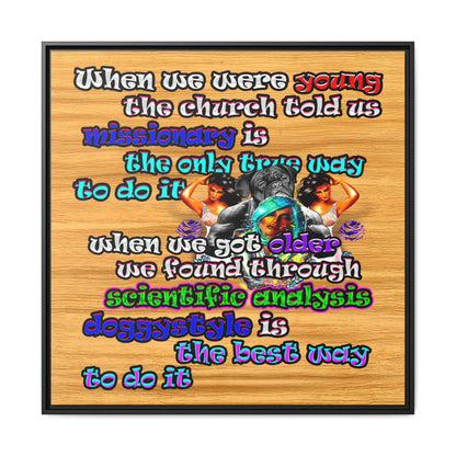 doggystyle - framed canvas art (butterscotch wood finish)