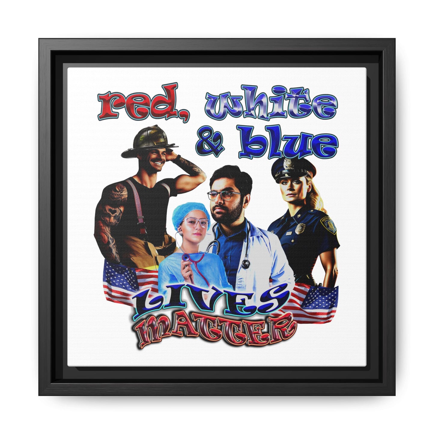 rw&b lives matter - framed canvas art (white)