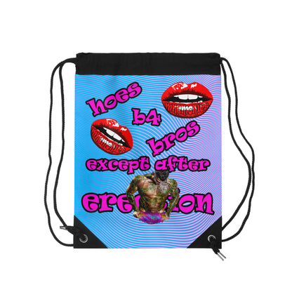 hoes b4 bros - Drawstring Bag (light blue-purple wave)