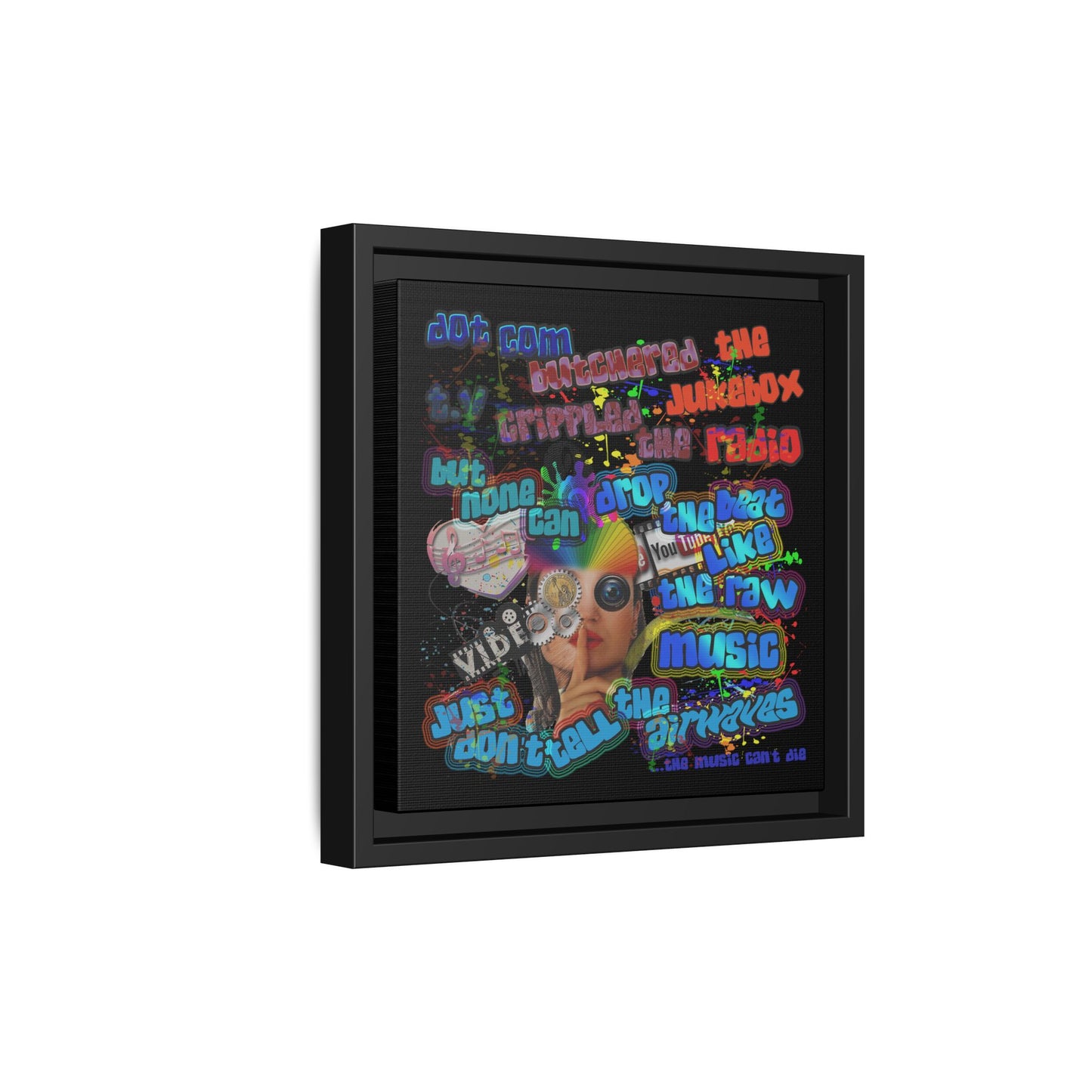 drop the beat - framed canvas art (black)