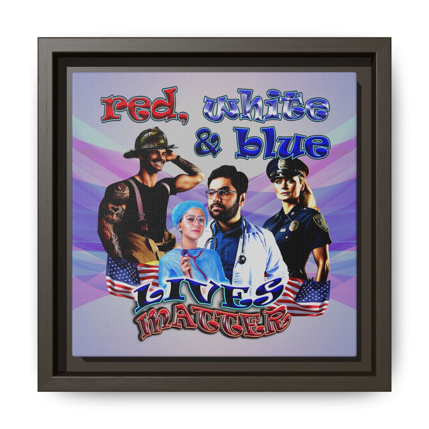 rw&b lives matter - framed canvas art (light blue-pink wave)