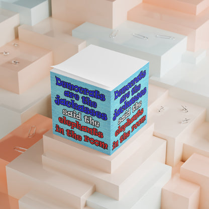 donkeys and elephants - note cube (faded blue)