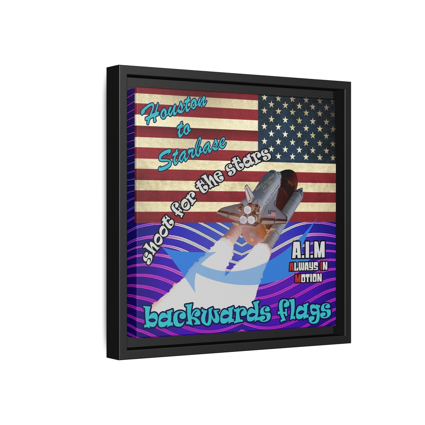 shoot for the stars - framed canvas art (purple wave)