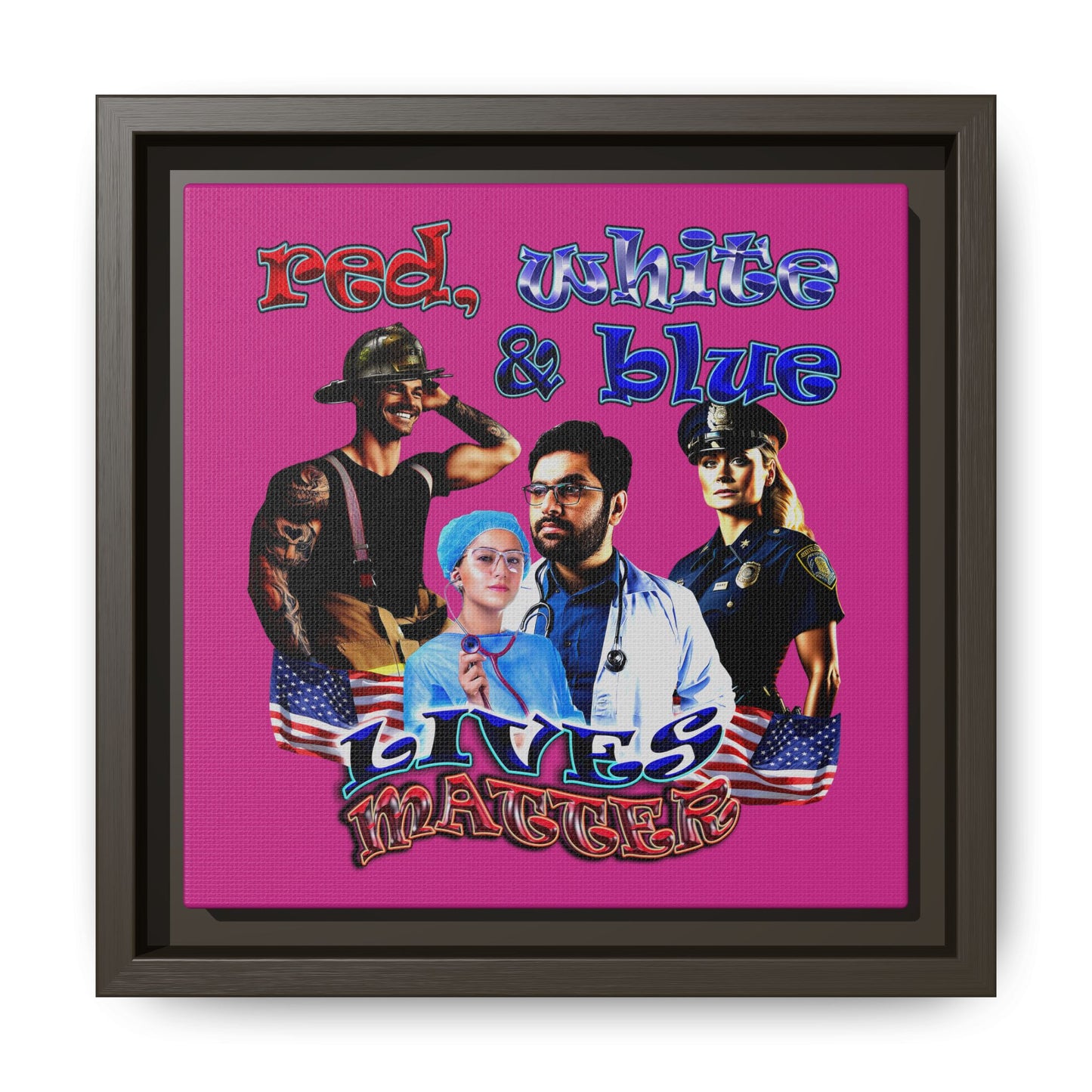 rw&b lives matter - framed canvas art (pink)