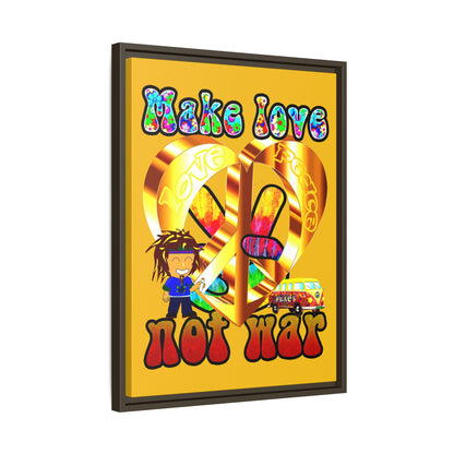 love peace - framed canvas art (yellow)