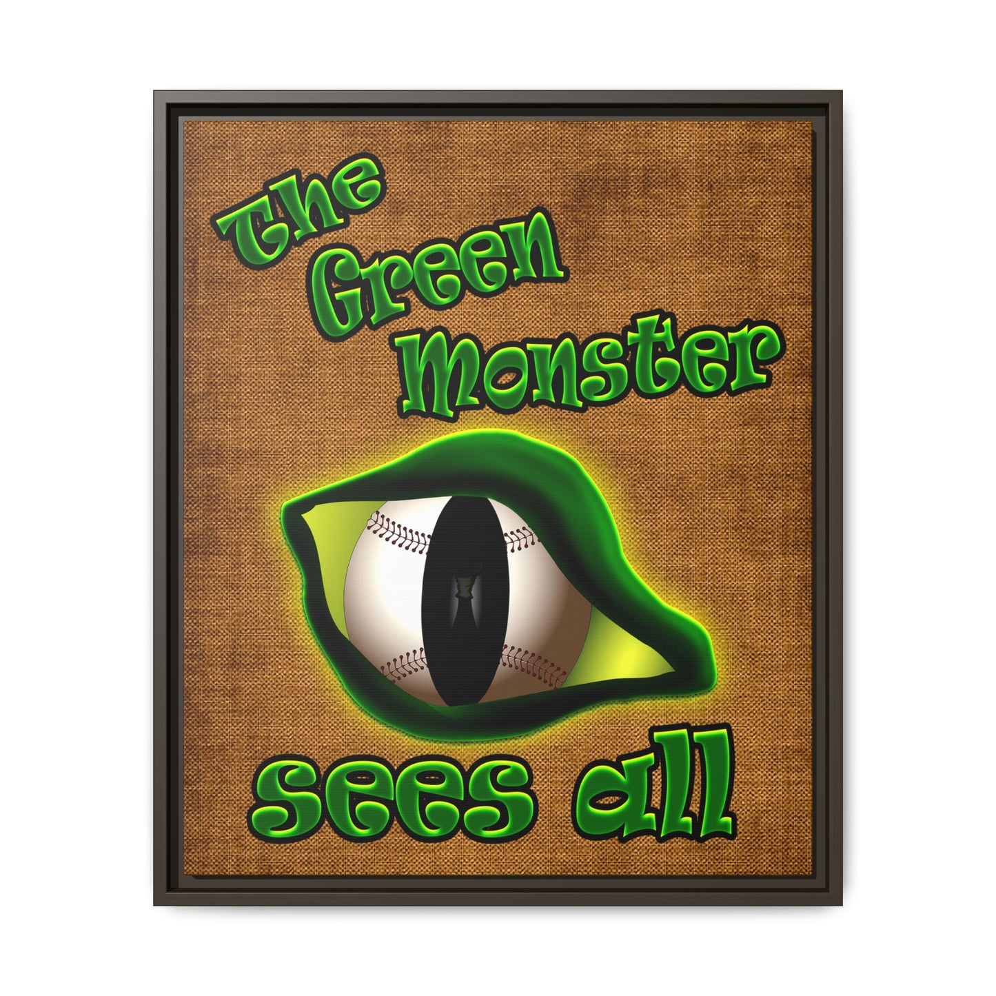 green monster - framed canvas art (brown papyrus)