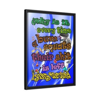 the bum's shit - framed canvas art (blue-white wave)