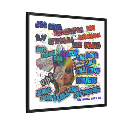drop the beat - framed canvas art (white)