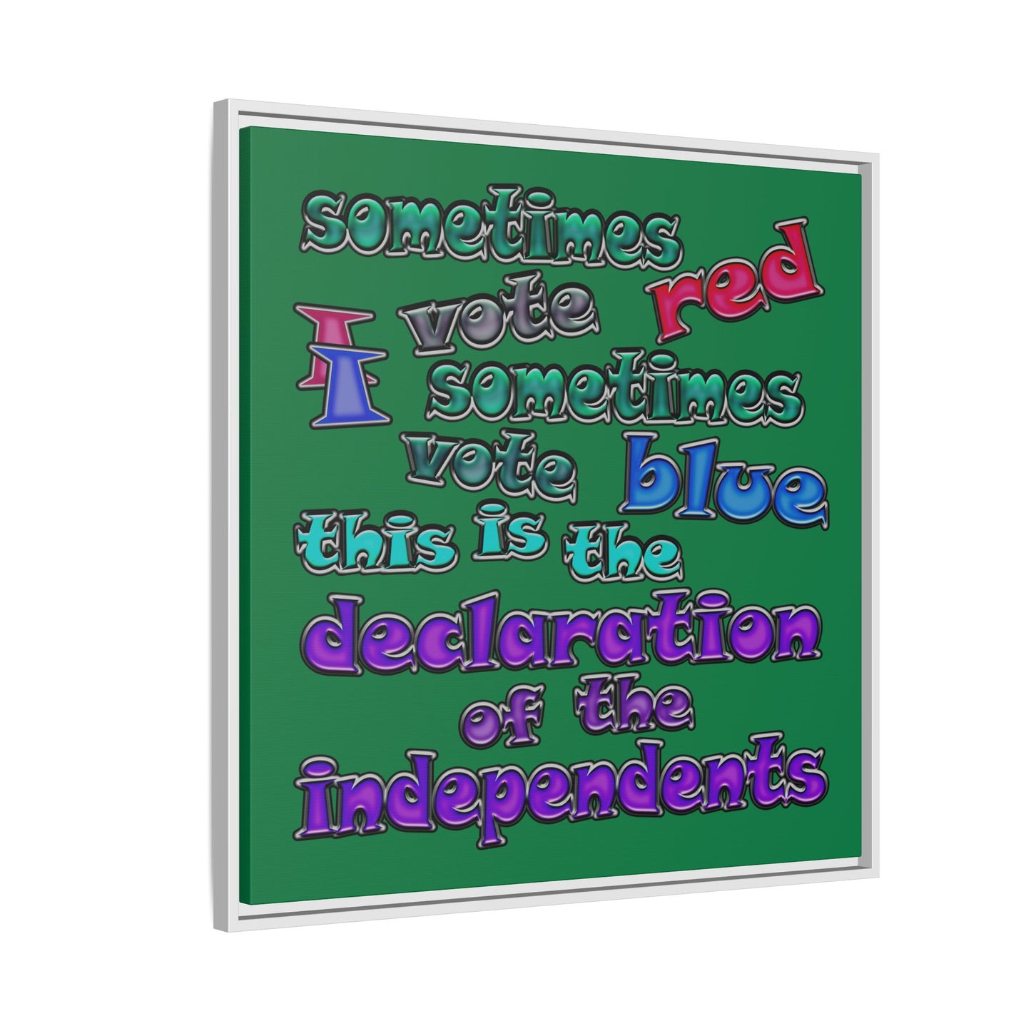 declaration of the independents - framed canvas art (dark green)