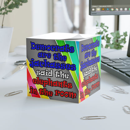 donkeys and elephants - note cube (rainbow split)