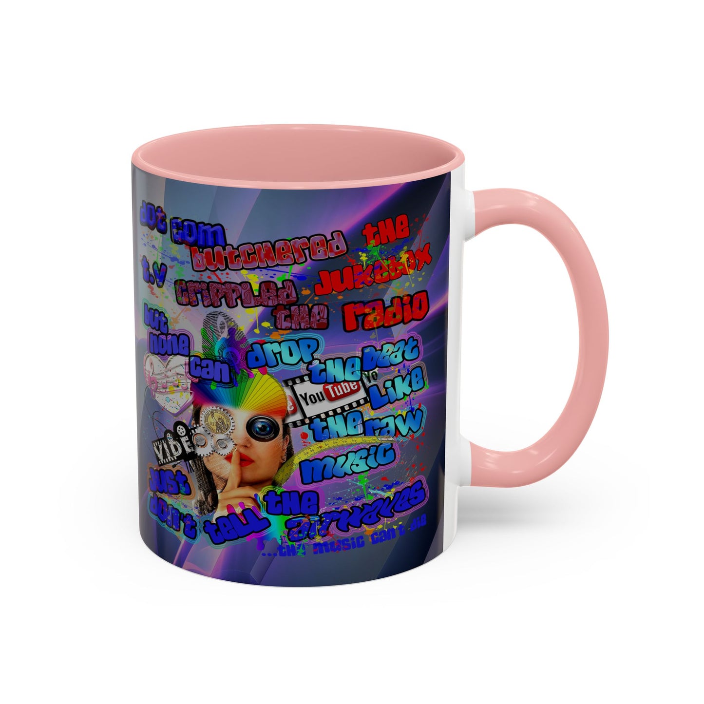 drop the beat - Accent Mug (grey-pink wave)