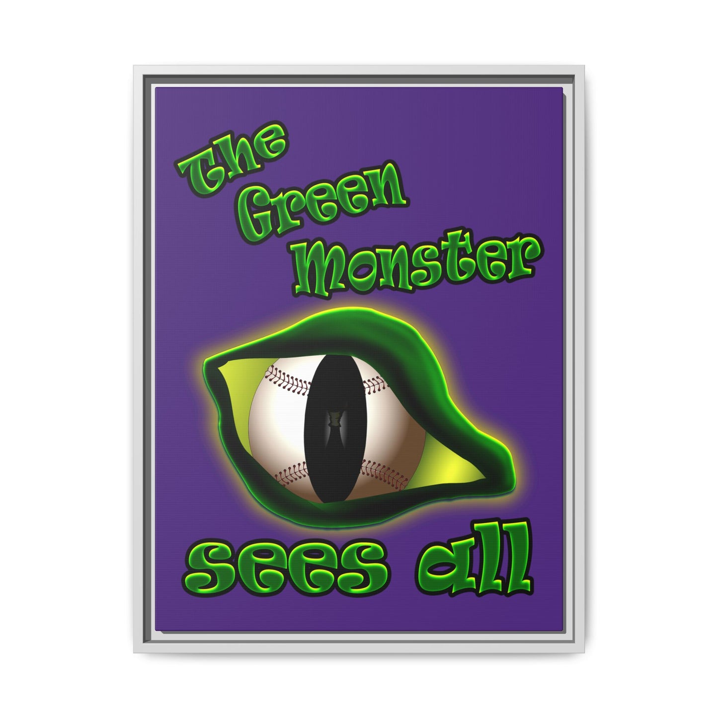 green monster - framed canvas art (purple)