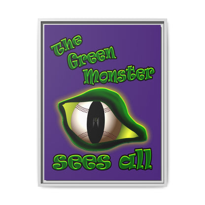 green monster - framed canvas art (purple)