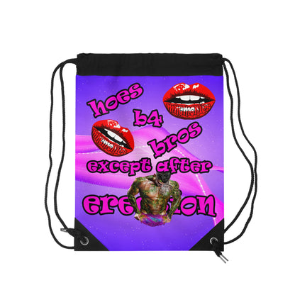 hoes b4 bros - Drawstring Bag (purple-pink wave)