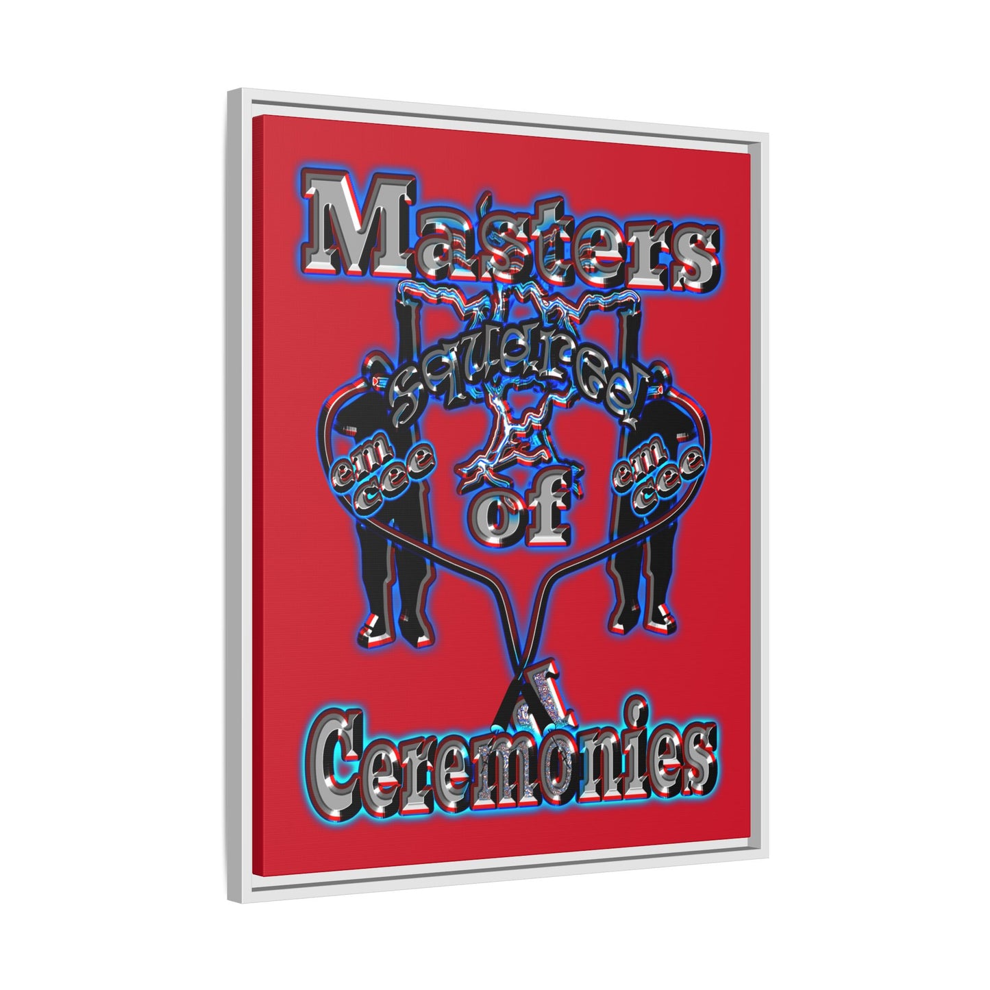 em cee squared - framed canvas art (dark red)