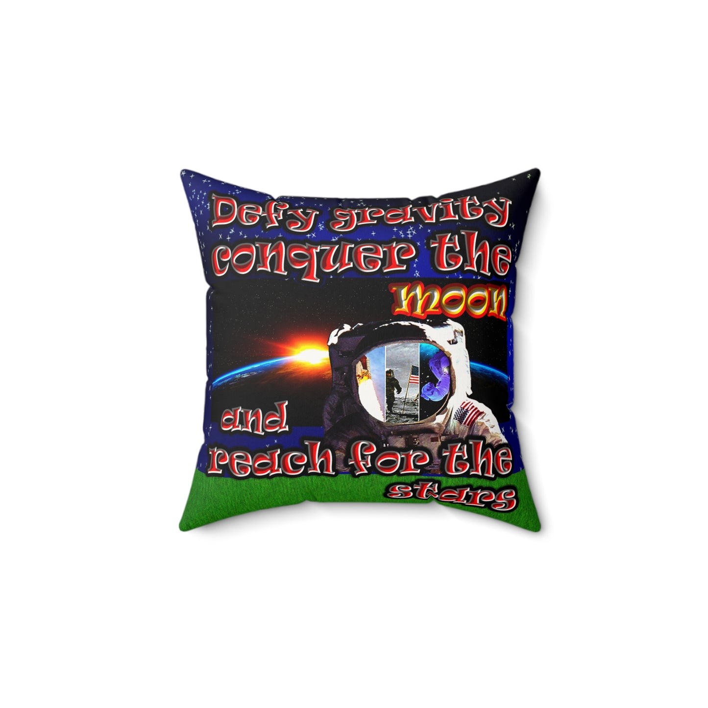 defy conquer reach - Faux Suede Square Pillow - ('snoops' background)