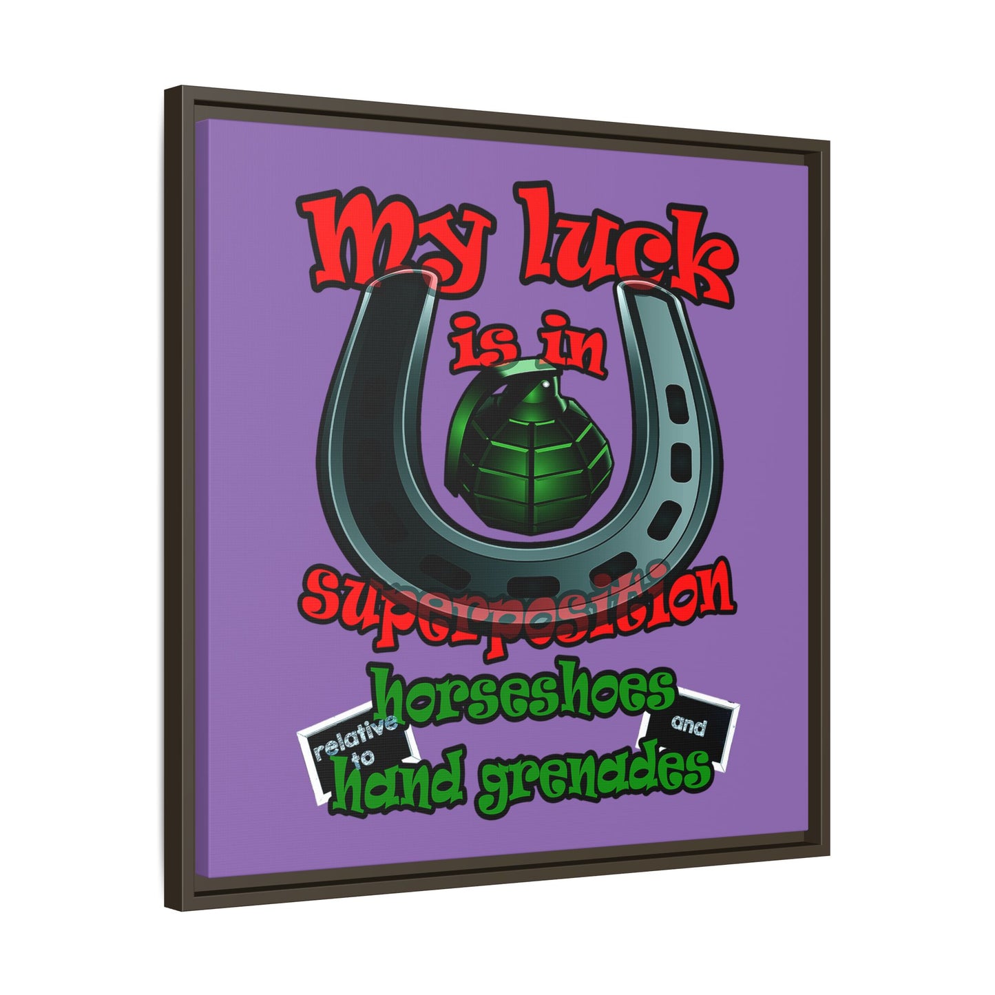 my luck - framed canvas art (light purple)