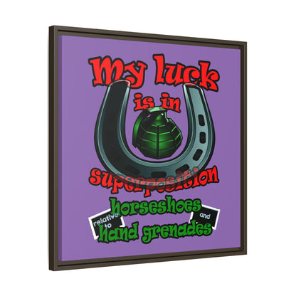 my luck - framed canvas art (light purple)