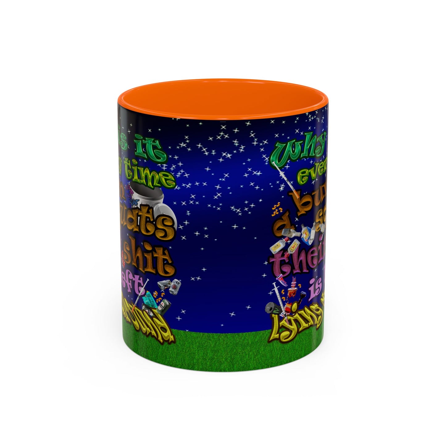 the bum's shit - Accent Mug ('snoops' background)