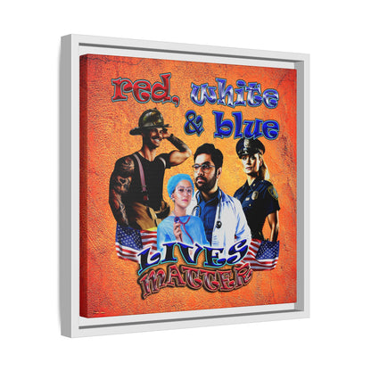 rw&b lives matter - framed canvas art (burnt orange)