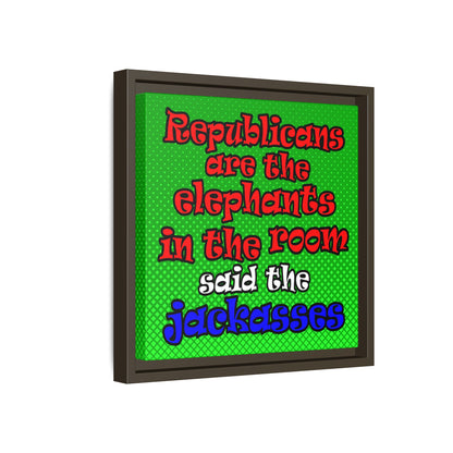 donkeys and elephants - framed canvas art (logo green)